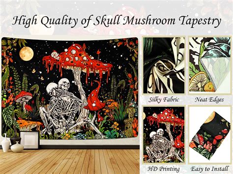 Amazon Uspring Skull Mushroom Tapestry Skeleton Lovers Tapestries