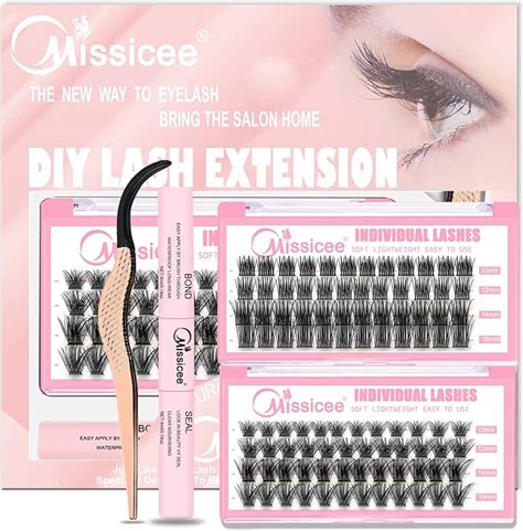 Eyelash Extension Kit At Home Missicee 96 PCS D Curl Wide Stem Cluster