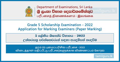 Grade 5 Scholarship Exam Paper Marking Application 2022