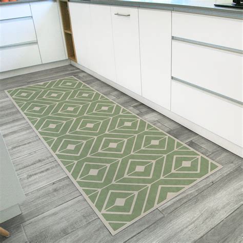 Vinyl Kitchen Runner Rug Green Kitchen Floor Runner With Etsy