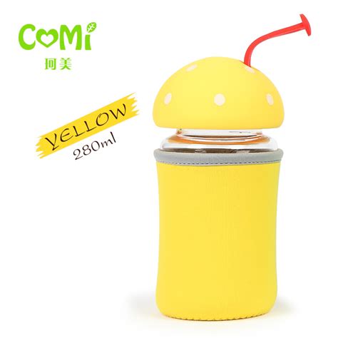 Unique Cute Bpa Free Oem Clear Glass Mushroom Shape Drinking Water Bottle With Silicone Sleeve