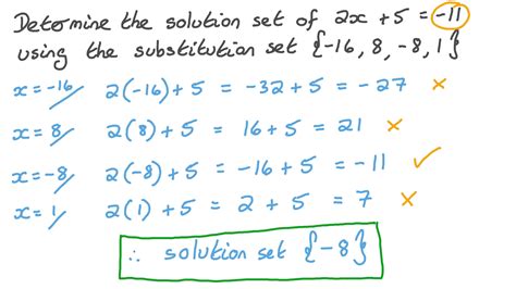 Question Video Finding The Solution Set Of Two Step Linear Equations From A Given Substitution