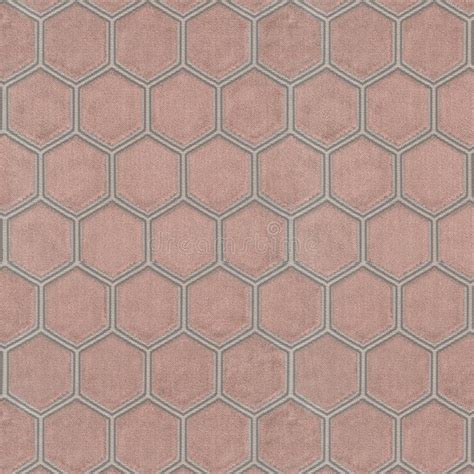 Upholstery Velvet Fabric Texture With Hexagon Honeycomb Design In