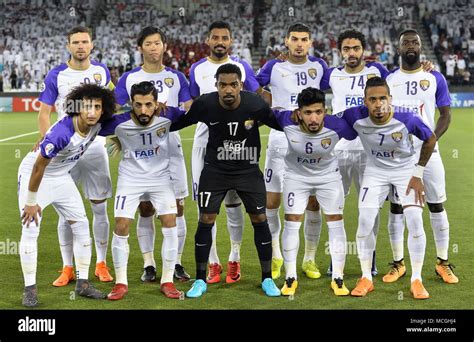 Doha Qatar 16th Apr 2018 Al Ain FC Players Pose For A Team Photo