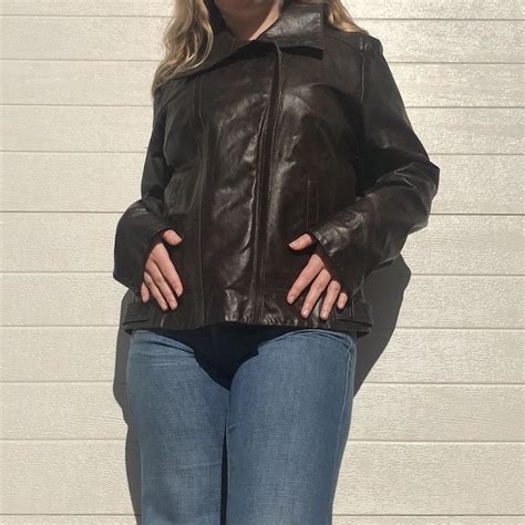 Chocolate Brown Genuine Leather Jacket‼️gorgeous Dark Depop