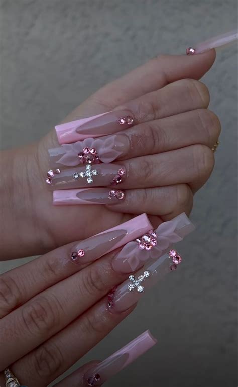 Pin By Katie On Nails In Quinceanera Nails Pink Acrylic Nails Acrylic Nails Nude