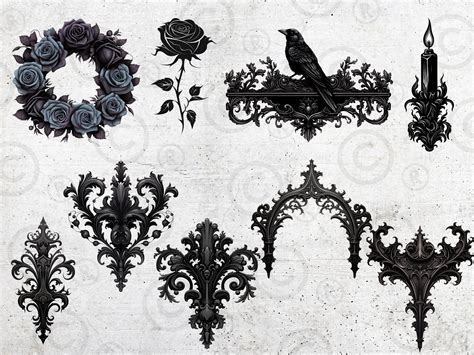 Clip Art Gothic Elements Design Dark Fantasy Clipart Witch - Etsy