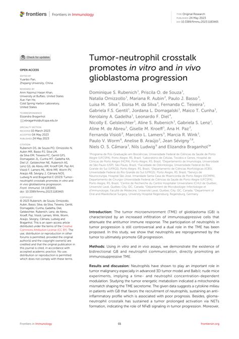 Pdf Tumor Neutrophil Crosstalk Promotes In Vitro And In Vivo