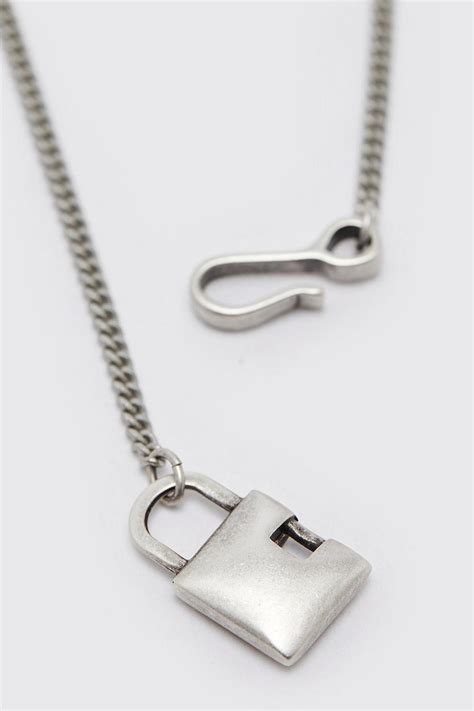 Mens Padlock Chain Necklace Boohoo Uk