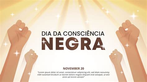 Dia Da Consciencia Negra Or Black Awareness Day Background With Raising Hands And Sunshine