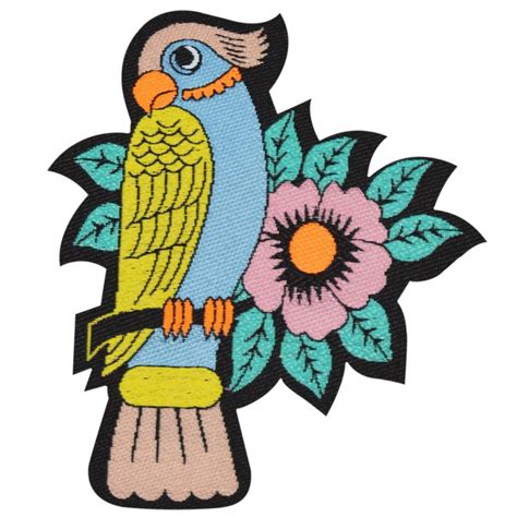 Colourful Parrot Iron On Patch Patch For Customising A Jacket Or Bag