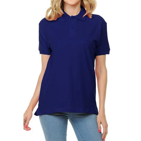 Basico Navy Polo Collared Shirts For Women 100 Cotton Short Sleeve Golf Polo Shirts For Women