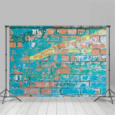 Blue Graffiti Shabby Brick Wall Photoshoot Backdrop - Lofaris