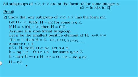 Subgroups Of Group Of Integers With Addition Youtube