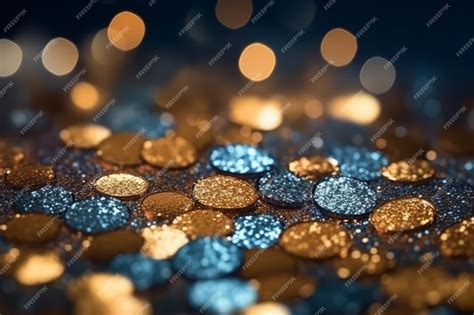 Premium Photo | Gold and blue Glitter Light bokeh background