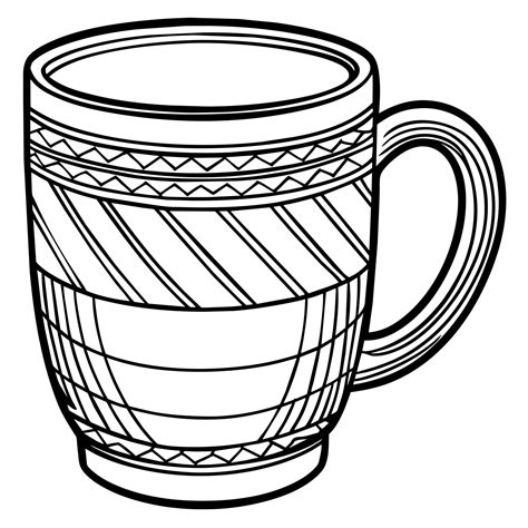 Mug outline illustration digital coloring book page line art drawing ...