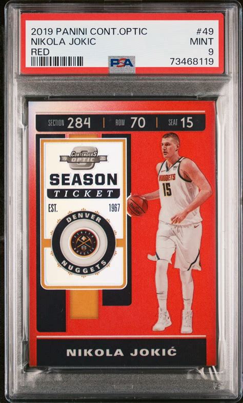 Nikola Jokic 2019 Panini Contenders Optic Red Prizm Card 49 Graded PSA