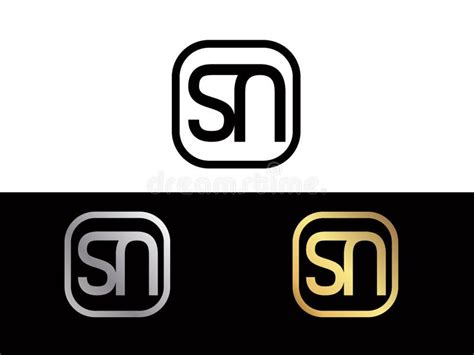 Sn Initial Box Shape Gold Color Later Logo Design Stock Vector