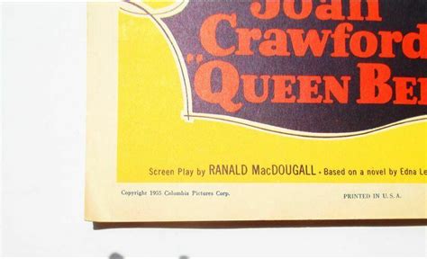 Original 1955 "Queen Bee" Movie Poster With Joan Crawford | #2016905969