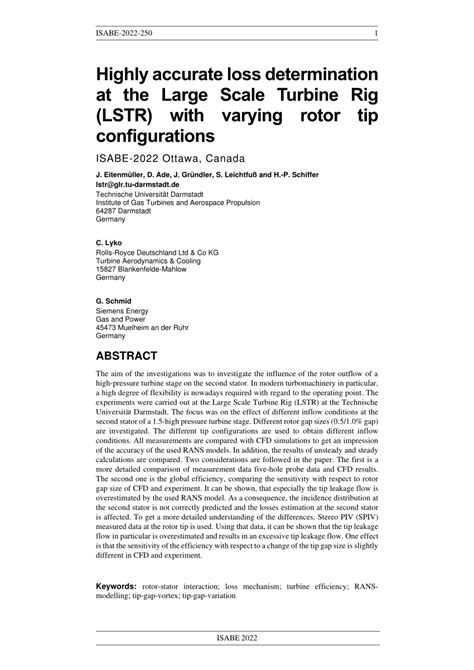 PDF Investigation Of The Interaction Between Tip Leakage And Main