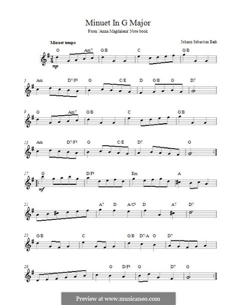И.С. Бах: No.4 Менуэт соль мажор, BWV Anh.114 (Нотная тетрадь Анны ...