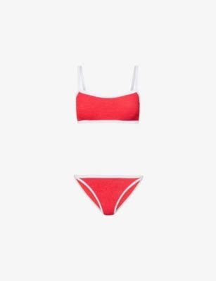 Hunza G Tyler Contrast Trim Seersucker Bikini Set Selfridges