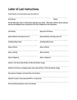 Letter Of Last Instruction Fill And Sign Printable Template Online