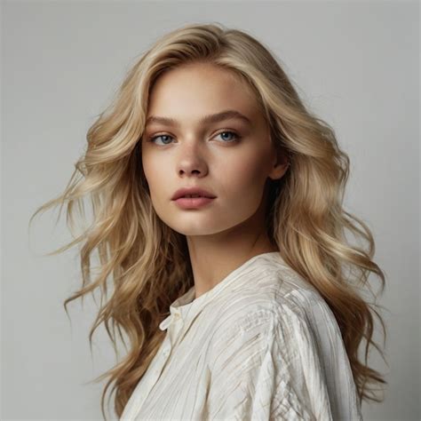 SUPER MODEL ATTRACTIVE BLONDE WITH BLUE EYES Premium AI Generated Image