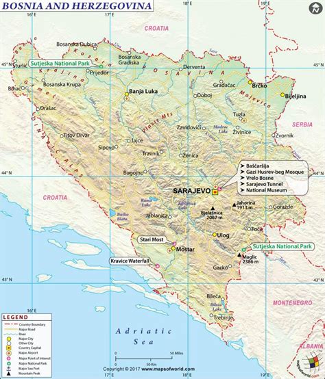 Mapa De Bosnia E Hercegovina Bosnia Hercegovina Mapa Sur De Europa