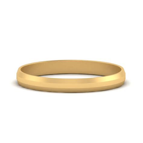 Mm Wedding Band Beveled Edge Matte In K Yellow Gold Fascinating