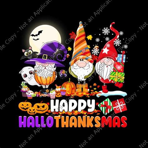 Happy Hallothanksmas Png Gnomes Halloween Thanksgiving Christmas Png