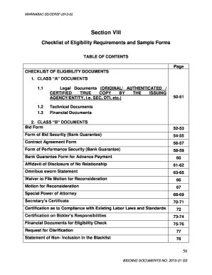 Fillable Online Checklist Of Eligibility Requirements And Sample Forms