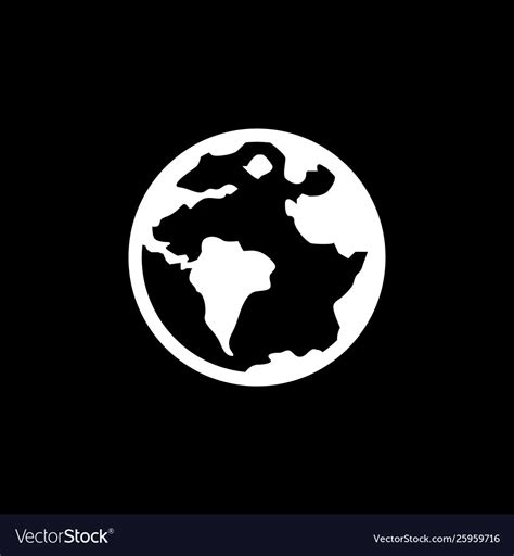 Globe Icon On Black Background Black Flat Style Vector Image