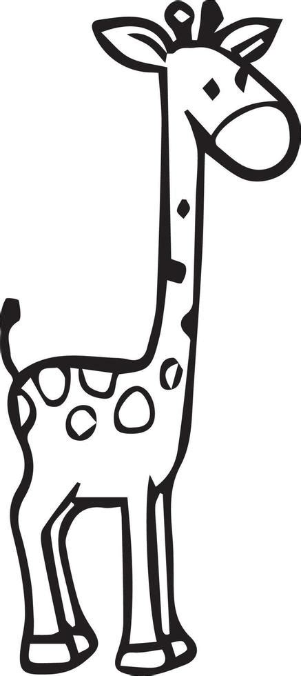 giraffe coloring page cute cartoon drawing illustration free download ...