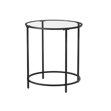 Vasagle Round Side Table Glass End Table With Metal Frame Small Coffee Accent Table Bedside