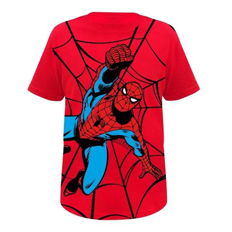 Playera Spiderman Talla 8 Manga Corta Estampado Comic Rojo Walmart