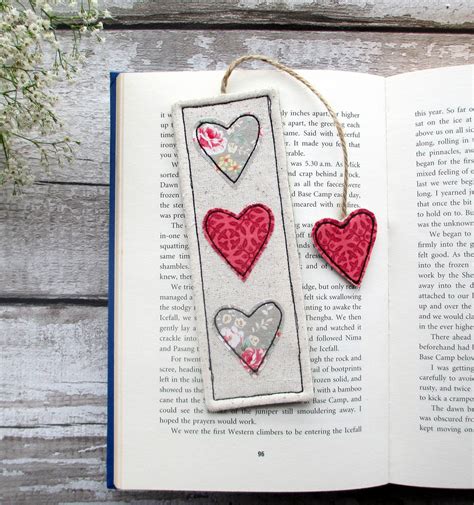 Heart Bookmark Fabric Bookmark Unique Bookmark T For Etsy Fabric