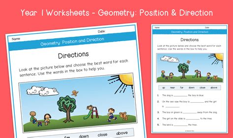 Position And Direction Worksheet For Grade 1