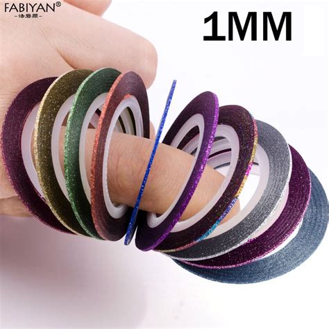 10 Rolls Glitter Scrub Nail Art Striping Tape Lijn Grandado