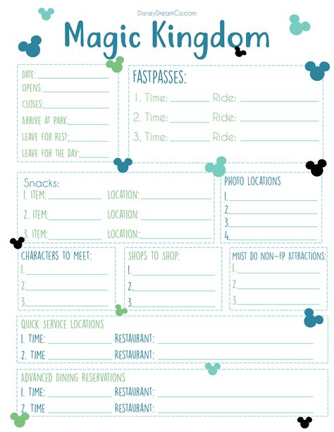 FREE Disney World Planning Printables Worksheets Library