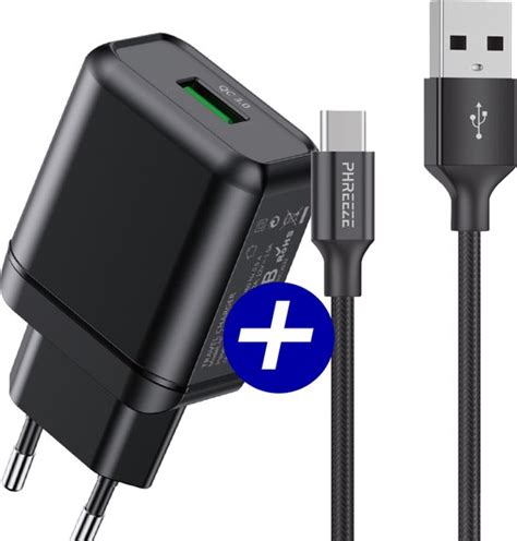 Snellader Met Gevlochten Usb C Kabel Meter W Quick Charge