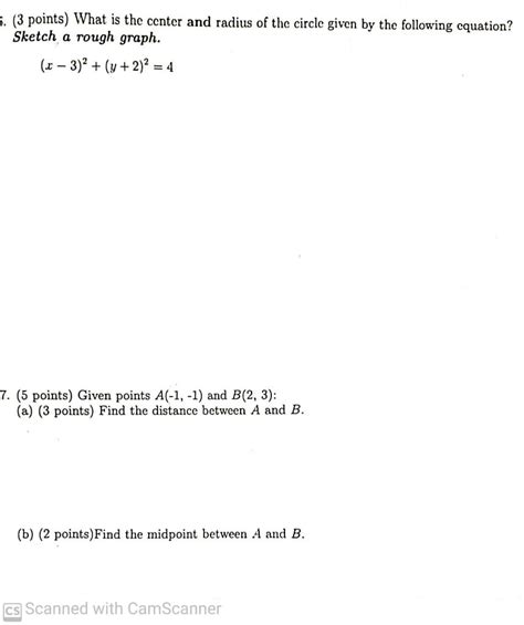 Solved (3 points) What is the center and radius of the | Chegg.com