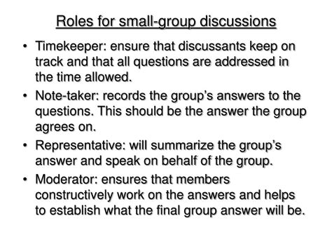 Ppt Roles For Small Group Discussions Powerpoint Presentation Free