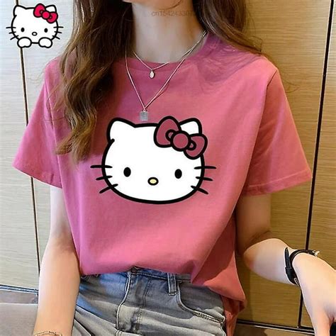 2023 Sanrio Clothes Kt Cat Hello Kitty Printed Short Sleeve T Shirt Y2k Girls Female 2022 New