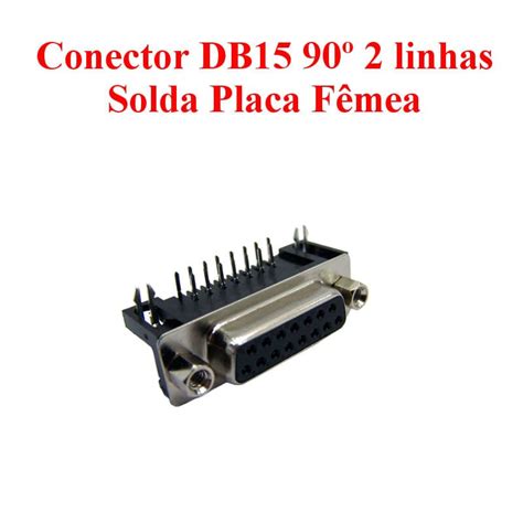 Conector DB15 90º 2 Linhas Solda Placa