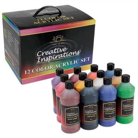 Creative Inspirations Acrylic Paint Value Box Set of 12, 16oz Bottles ...