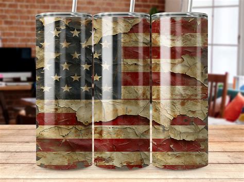 Distressed American Flag Tumbler Wrap Digital Download Patriotic Png