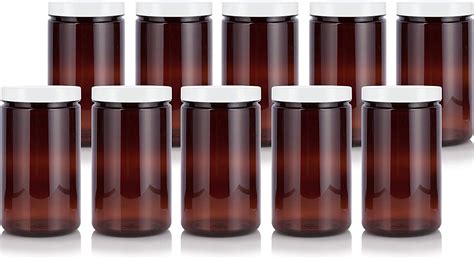 Amazon Large Oz Amber Pet Plastic Bpa Free Refillable Jar