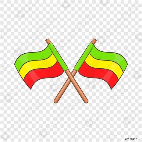 Rastafarian crossed flags icon, cartoon style - stock vector 6130910