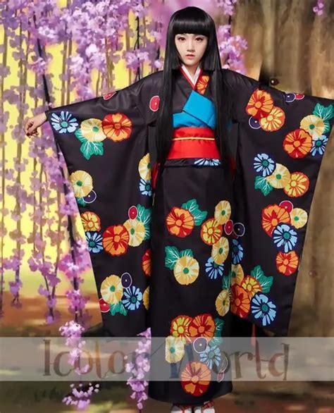 Jigoku Shoujo Girl From Hell Hell Girl Ai Enma Kimono Cosplay Costume In Anime Costumes From